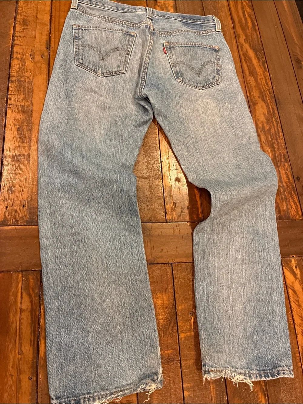 Levi's 501 Men’s Straight Jeans in Light Blue Denim with Contrast Stitching